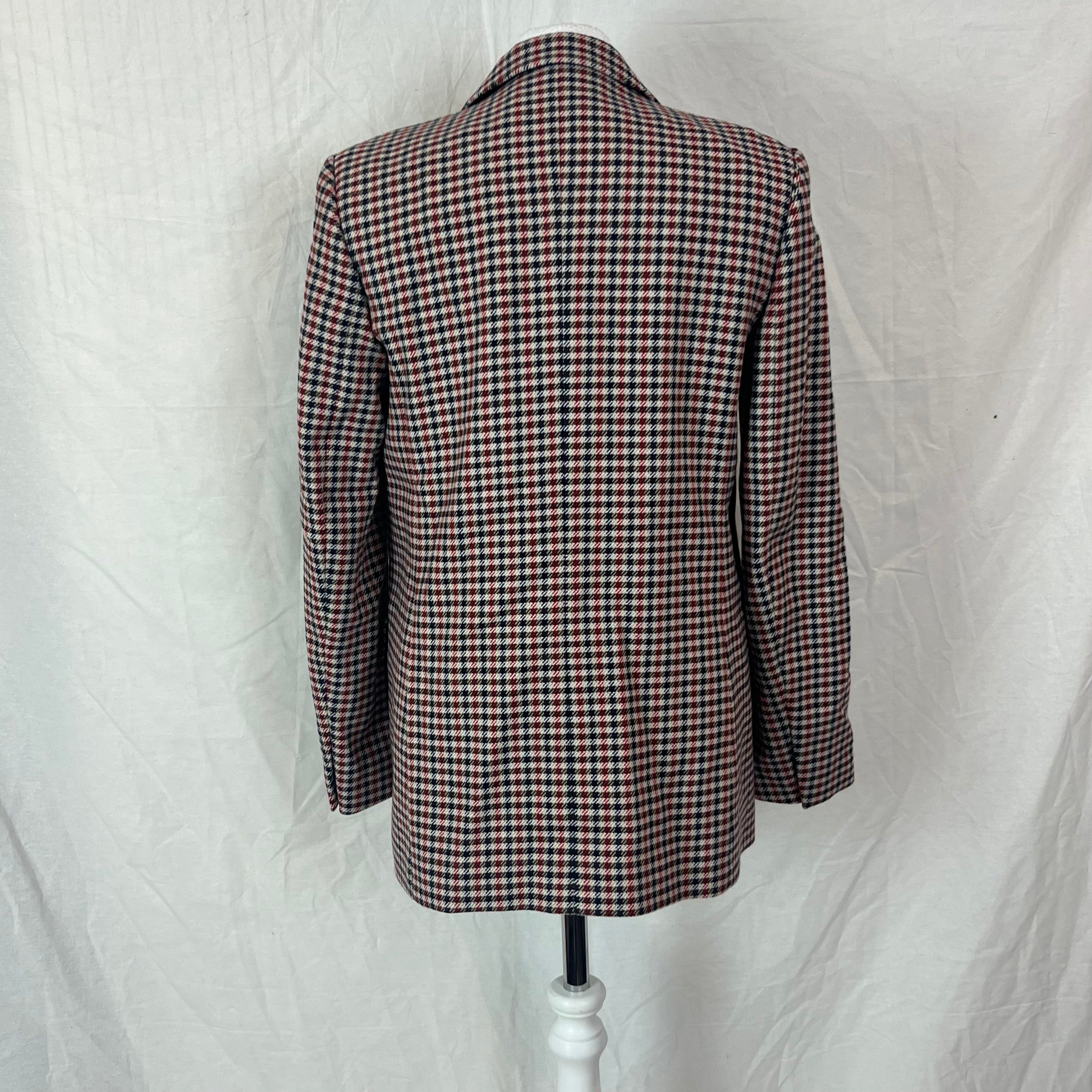 Sandro 469 Navy Red & Beige Check Wool & Cotton Jacket S