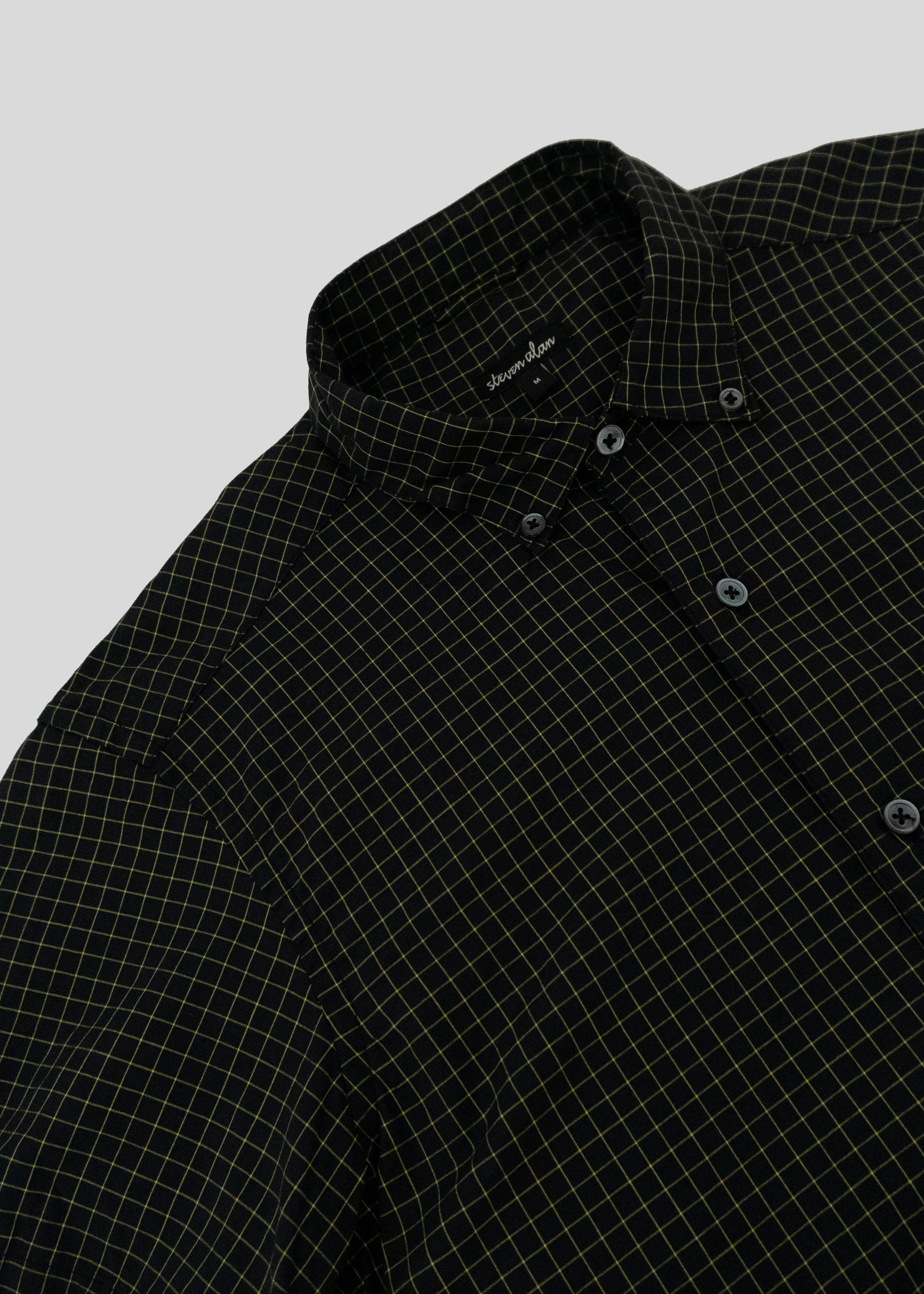 Short sleeve Single Needle Shirt, Canary Windowpane