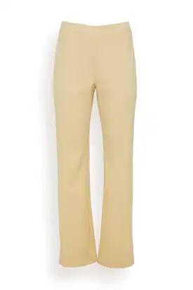 Side Vent Straight Trousers in Custard