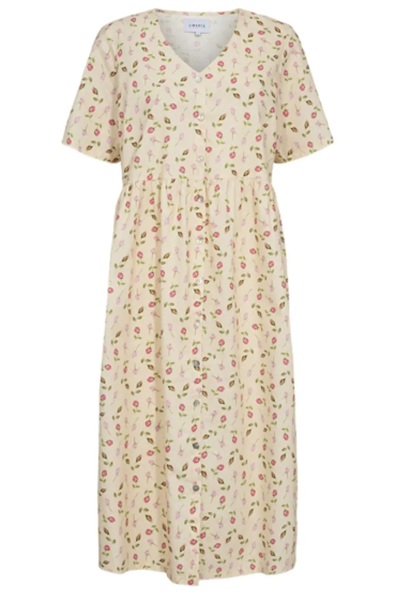 Sofie Ss Dress | Pink Roses | Kjole fra Liberté