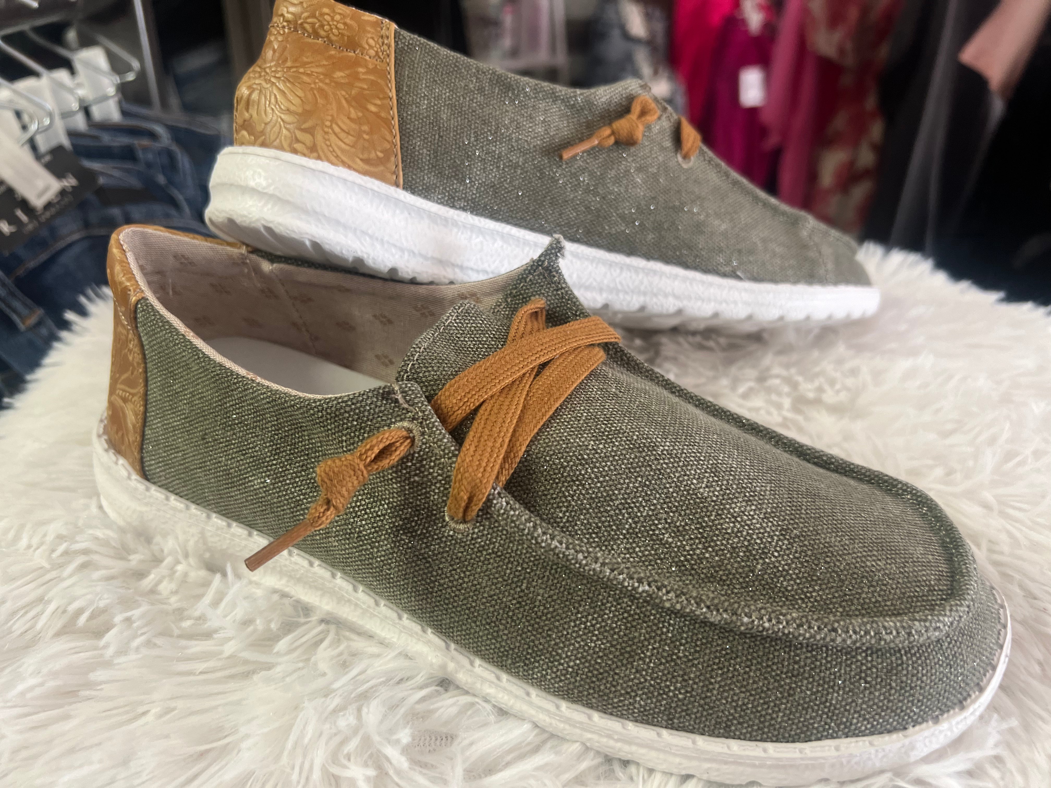 Spiral Khaki Slip On Shoes