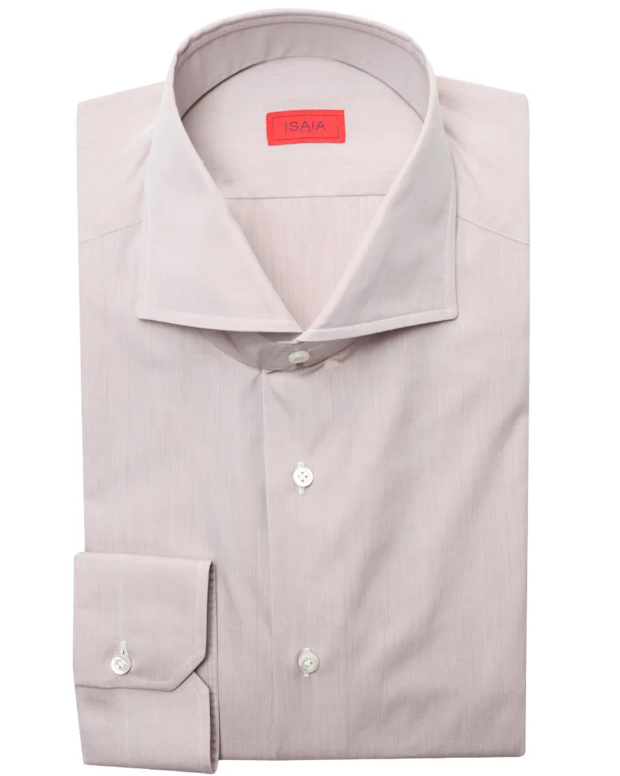 Tan Solid Cotton Dress Shirt