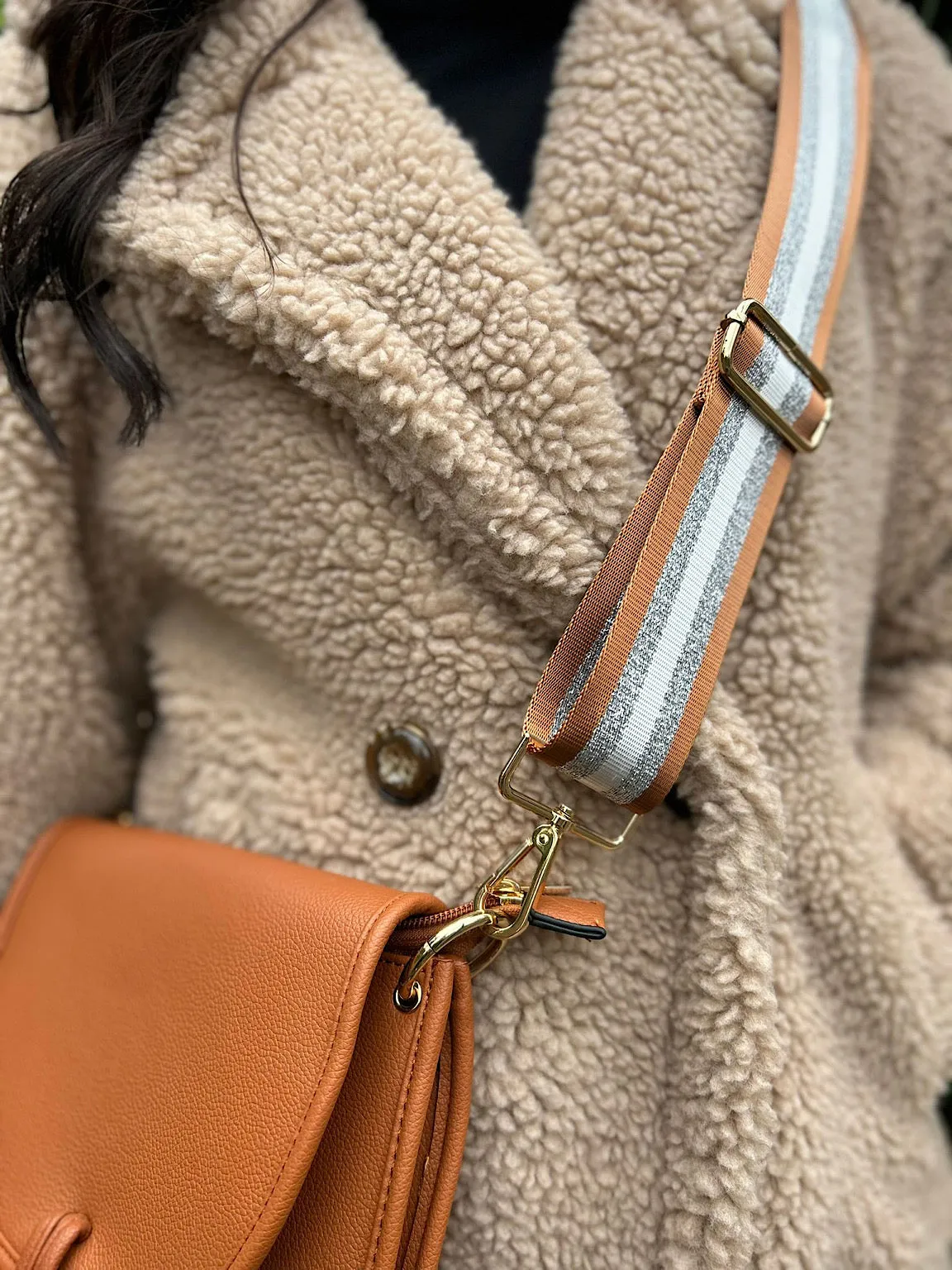 Tan Strap Detail Tassel Bag