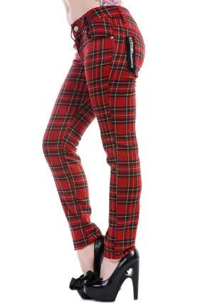 Tartan Skinny Jeans Red