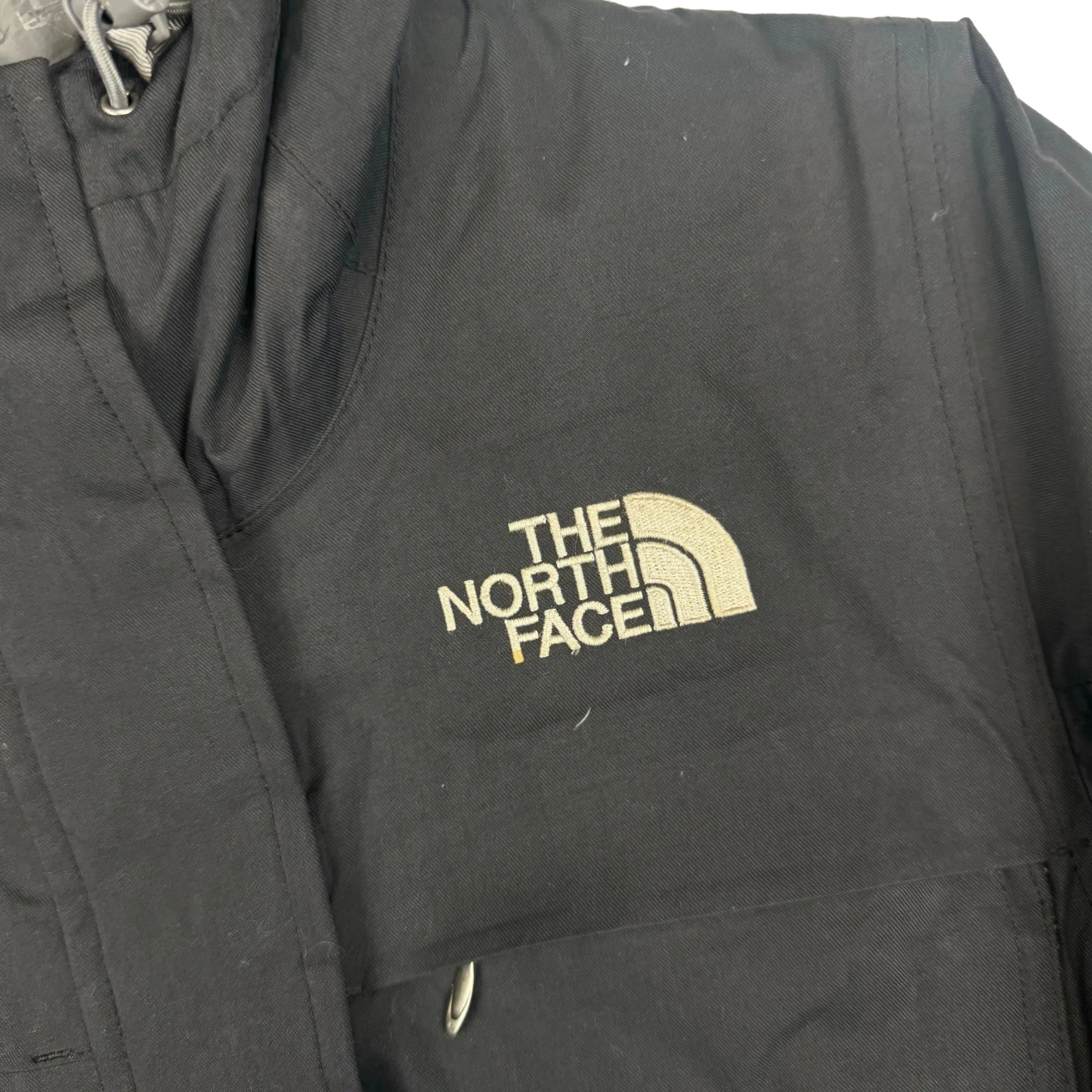 The North Face Black Goose Down Faux Fur Belted Parka Jacket