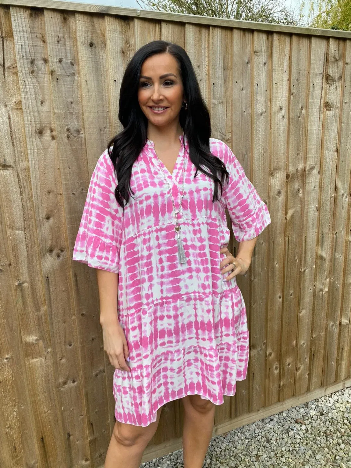 Tie Dye Frill Sleeve Dress Jasmine