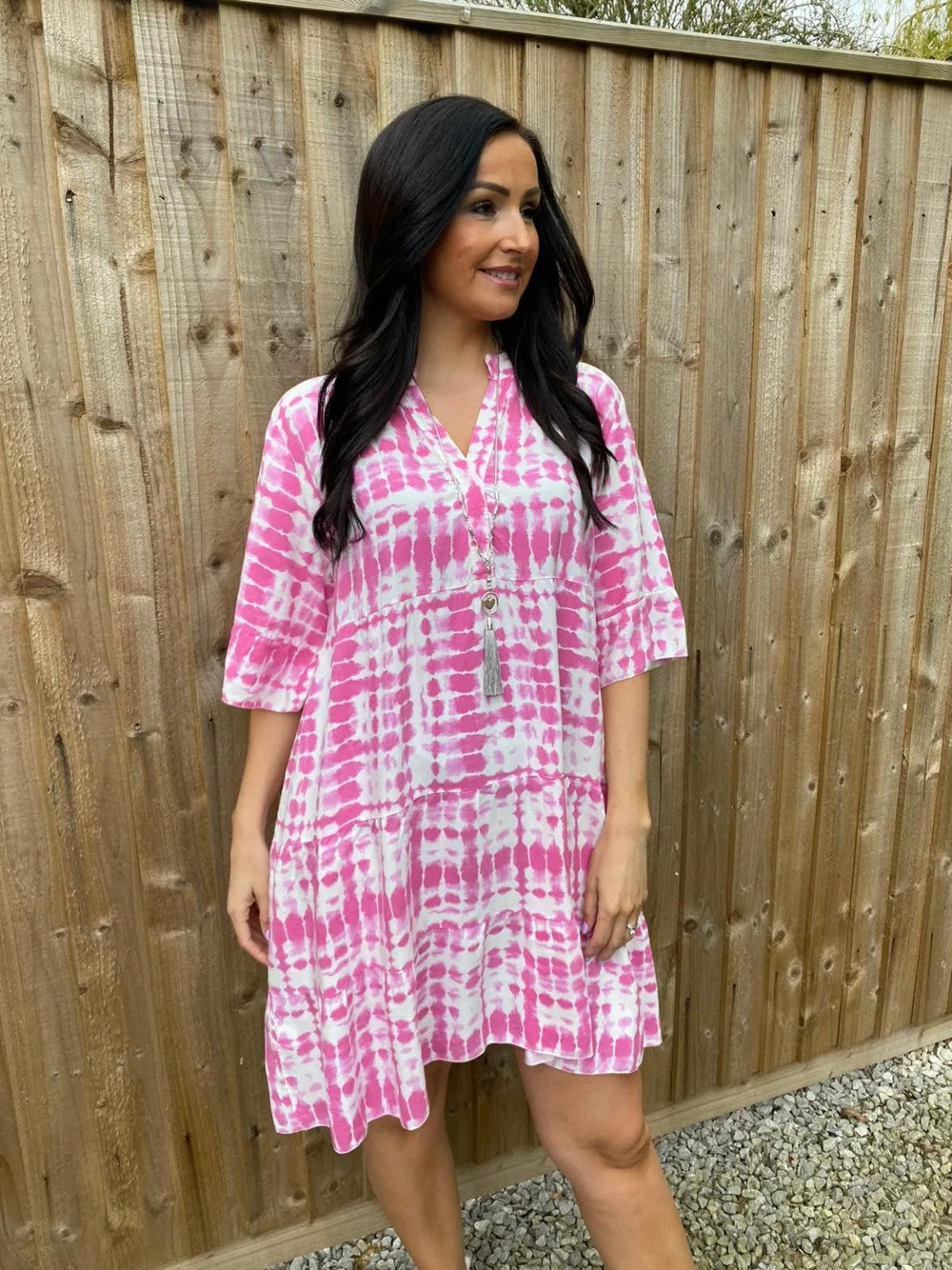 Tie Dye Frill Sleeve Dress Jasmine