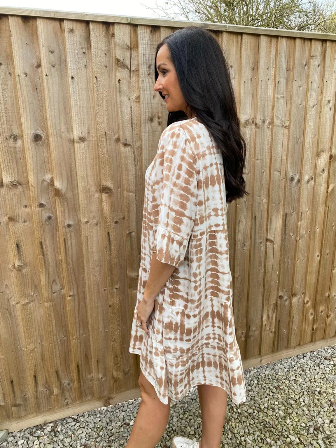 Tie Dye Frill Sleeve Dress Jasmine