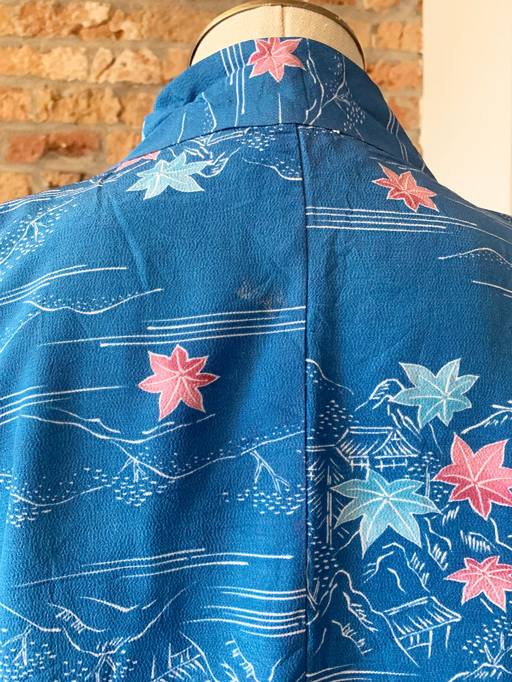 Vintage Haori/Kimono Blue leaves 1980s