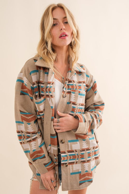 Western Aztec Shirt Jacket