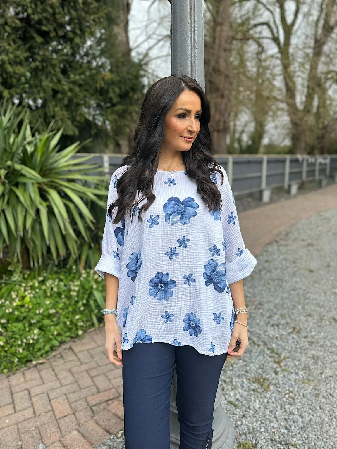 White Bubble Cotton Flower Top Pippa