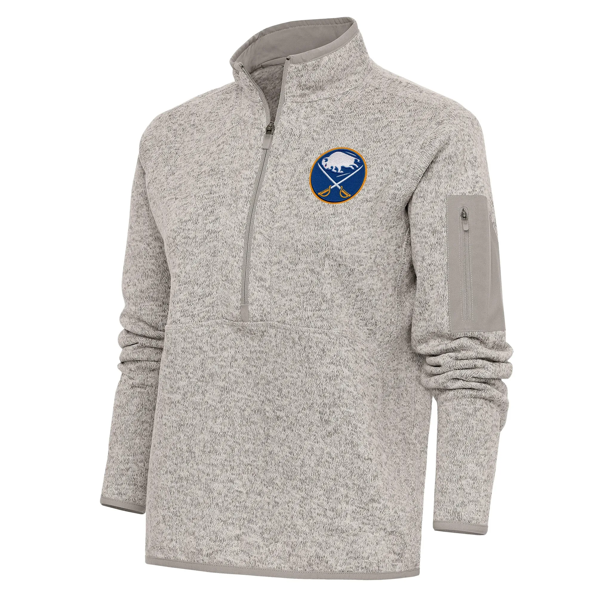 Women's Buffalo Sabres Antigua Oatmeal Team Logo Fortune Quarter-Zip Jacket