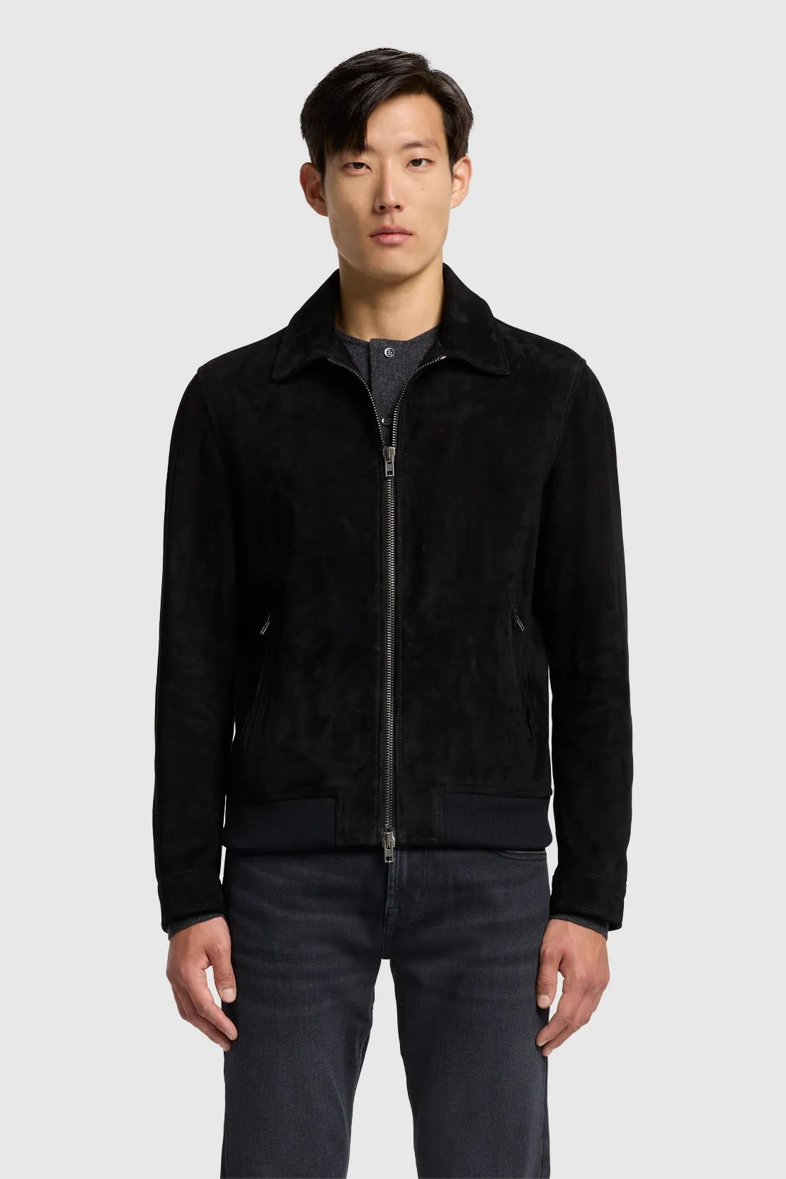 ZIP JACKET SUEDE BLACK