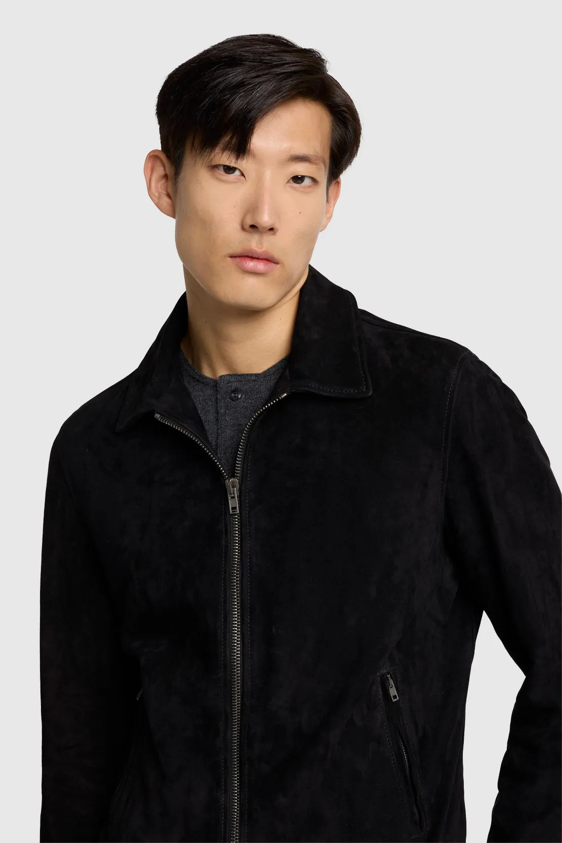 ZIP JACKET SUEDE BLACK